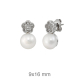 PENDIENTES PLATA TU Y YO PERLA NATURAL CIRCONITAS FLOR PRESION