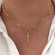 CHOKER PLATA B.ORO CADENA CRUZ 40+5CM