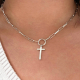 CHOKER PLATA CADENA CRUZ 40+5CM