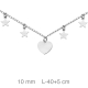 GARGANTILLA PLATA CORAZON ESTRELLAS 40+5CM